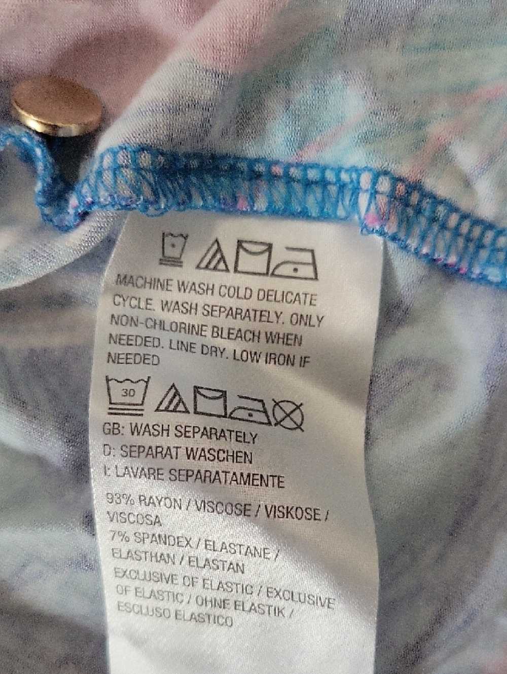 Belle by Kim Gravel Boho Tunic Top Pink Blue Paisley Print Oversized M, Resort - Picture 3 of 7